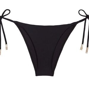 NWT- ViX Paula Hermanny Elegant Black Bikini Bottom with gold tone side Ties.